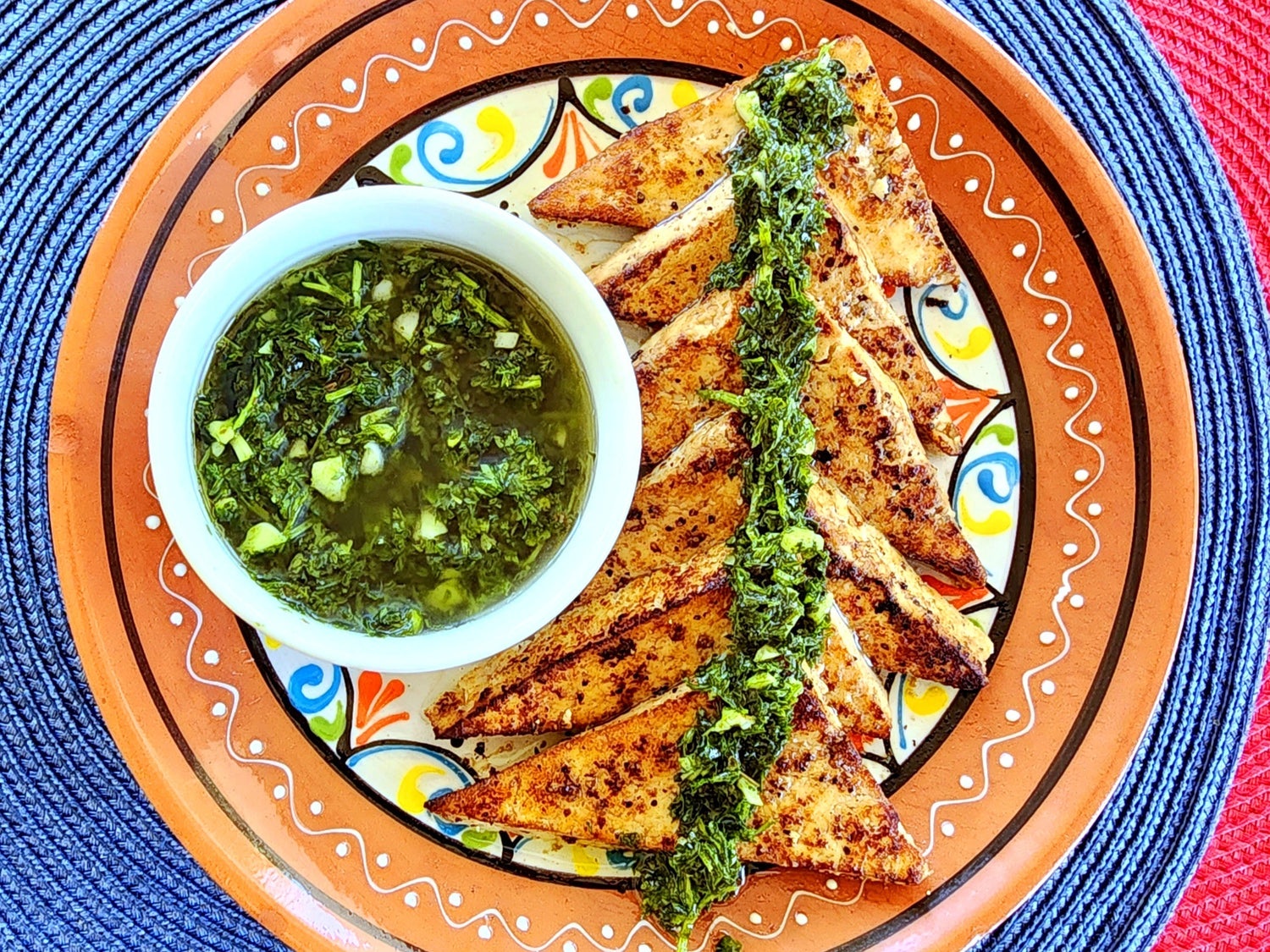 🌿 Pan Seared Tofu with Chimichurri